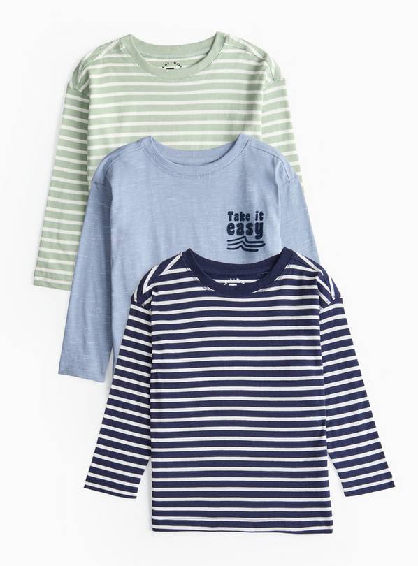 Striped & Plain Long sleeve Tops 3 Pack 4-5 years